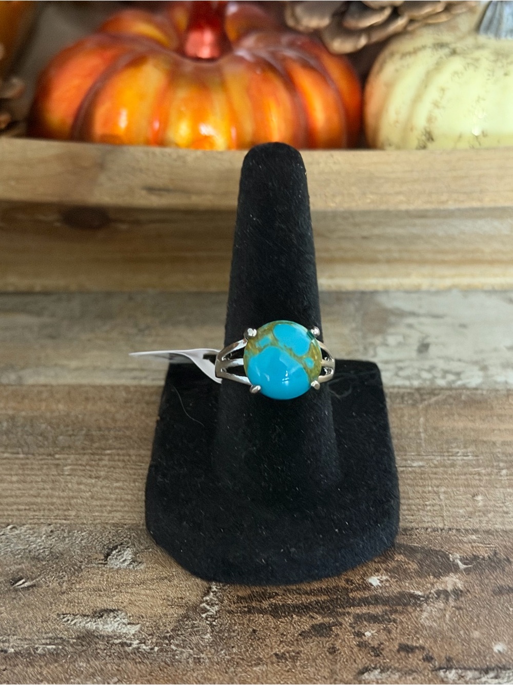Turquoise Blue Statement Ring - Silver Setting